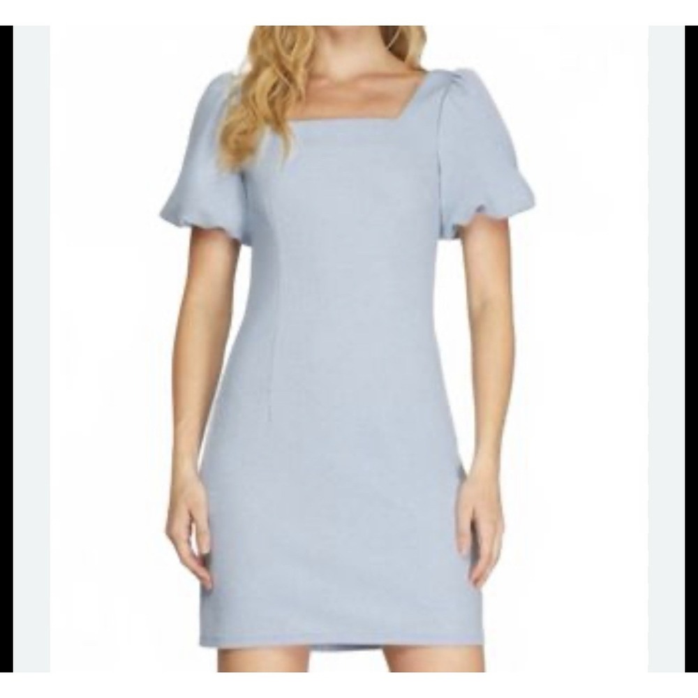 NWT She + Sky Light Blue Puff Sleeve Shift Mini Dress Size M Medium